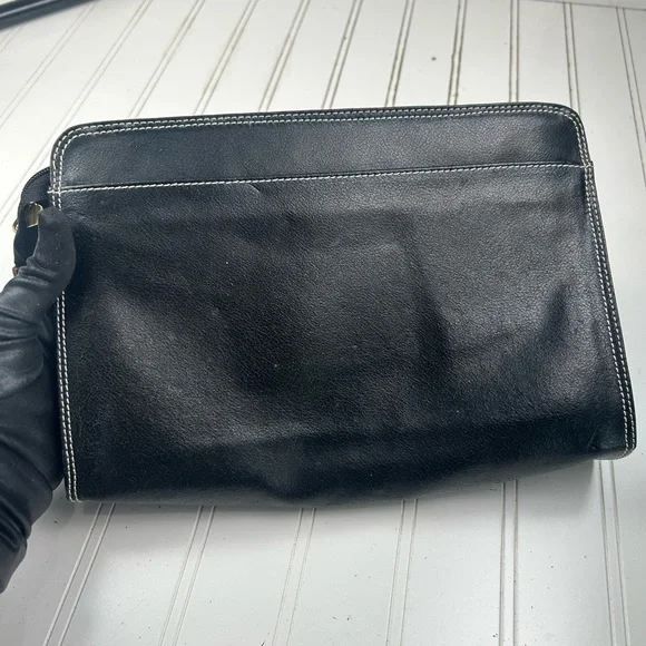 Valentino Garavani Vintage Black and Brown Leather Clutch Bag - Picture 5 of 8